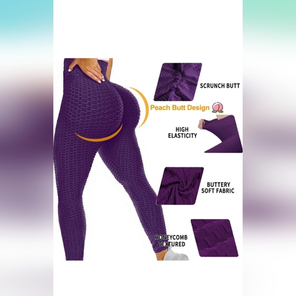 JGS1996 Butt Lifting Leggings Tummy Control Purple Size XL (New) - Picture 2 of 8